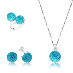 Silver Green Crystal Stone Women's Set - Anatolia Brands