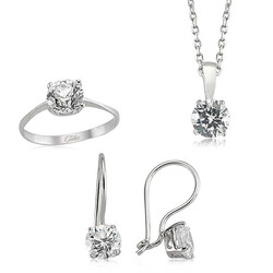 Silver Single Stone Women's Set - Anatolia Brands